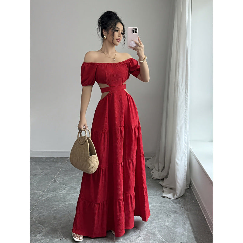 Aliexpress 1688 independent station in stock elegance backless bows waist women's dress