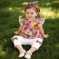 Girls' summer outfit set  new style: trendy kids' short-sleeve, shorts, and flutter-sleeve three-piece set - baby clothes, toddler clothing