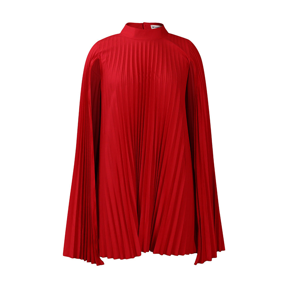 C8546 european and american women's clothing  new fashion elegant cape loose pleated plus size african dress