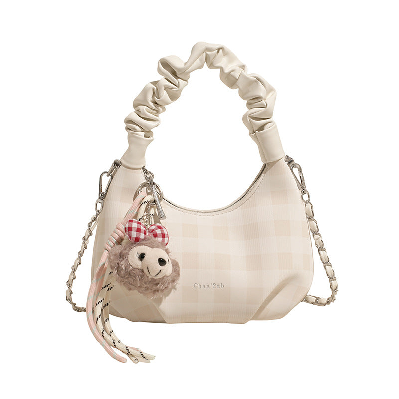 Cross-border 2025 summer new casual plaid shoulder bag female college student schoolbag portable large-capacity messenger bag