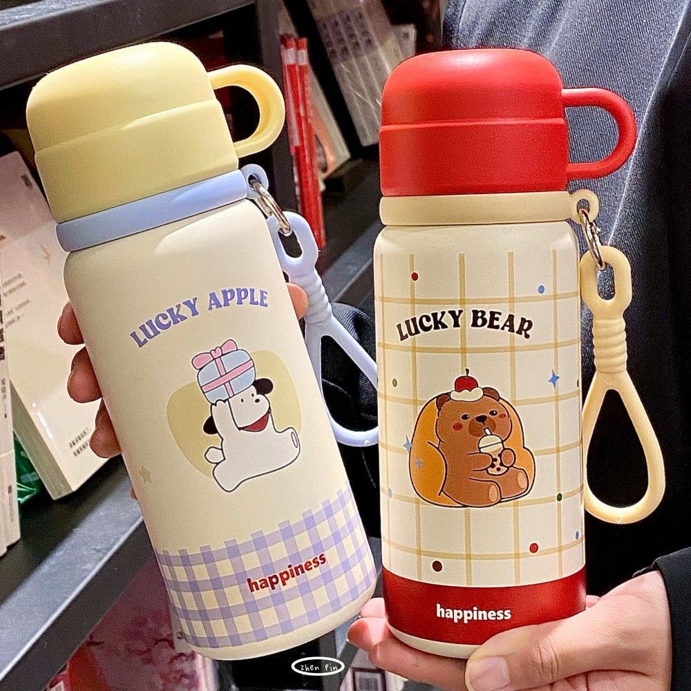 Portable tea lid stainless steel tea water separation thermos cup large capacity three-drink straw cup for men and women students wholesale personalized