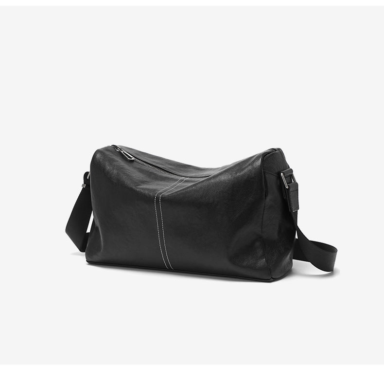 Men's shoulder bag, sports bag, leather messenger bag, new diagonal span bag, soft leather cowhide backpack, casual horizontal men's bag