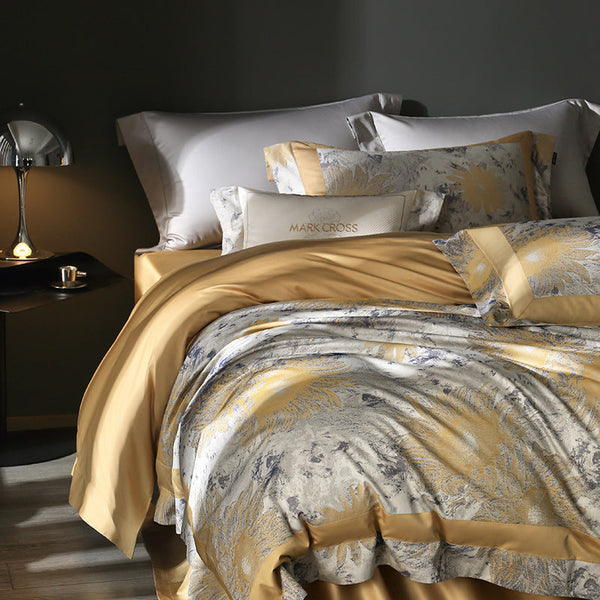 MARKCROSS Top Luxury Artist Yarn-dyed Jacquard Four-piece Skin-friendly Naked Sleeping Horse Cotton Bedding