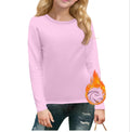 cross-border  autumn/winter new children's long-sleeve crew neck solid color everyday casual fleece-lined t-shirt top