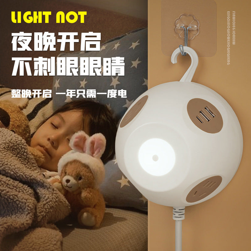 Smart wireless charging socket - dorm, office, and home use - multi-function usb power strip with night light