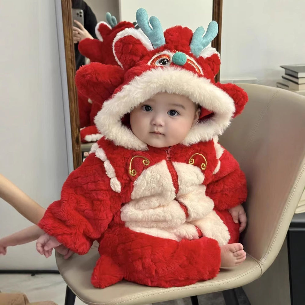 Winter warmth: chinese new year cotton-padded outfit - traditional style for celebrating the new year, perfect for newborns and infants to wear outdoors in winter