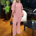 Fashionsuit women's cross-border loose t-shirt longloose pants elegantwork clothingtwo-piece set women's two piece set