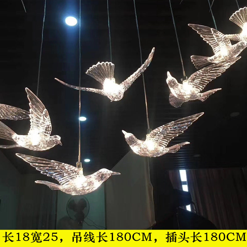Wedding props ten acrylic transparent bird chandeliers wedding stage ceiling arrangement decorative lights luminous birds