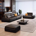 Italian normcore black sailboat genuine leather sofa modern casual living room lazy sofa accessible luxury house straight row sofa