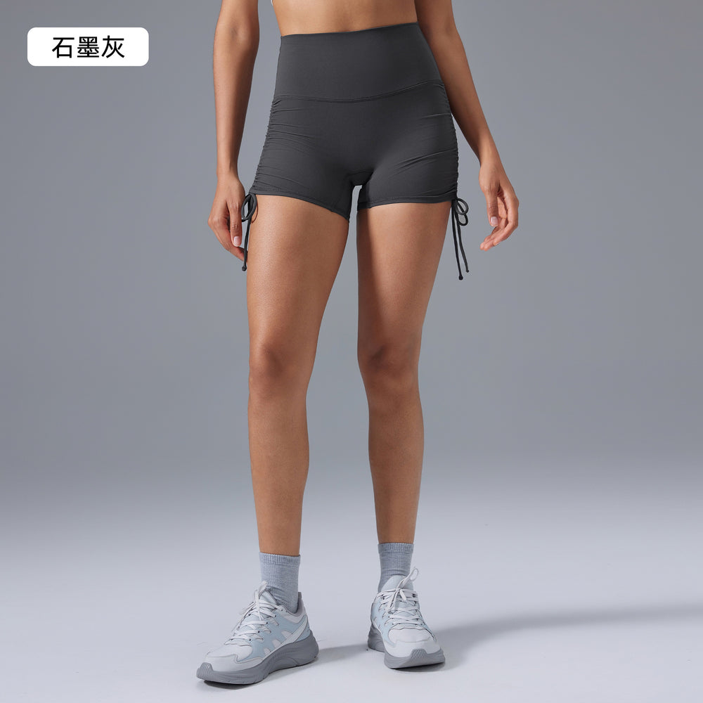 High-waisted, slim-fit yoga shorts for women - no t-line, ruched design, slimming, booty-lifting, workout shorts for summer - d25109