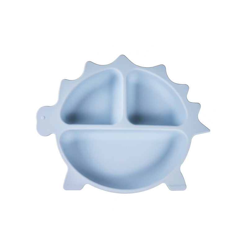Children's silicone grid suction cup dinner plate, cartoon dinosaur integrated baby baby separation complementary food tableware customization