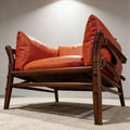 Used leather solid wood b&b art upholstered casual chair designer style living room saddle leather chair wabi-sabi style living room sofa