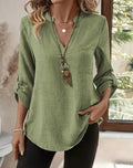 spring/summer european and american cross-border e-commerce new women's casual loose plus size v-neck solid color shirt