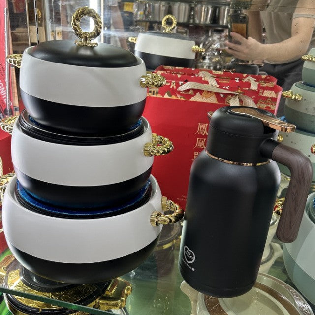 Food warmer hot selling 3pcs foreign trade thermal box 1l-2l-3.5l /set gold handle item number 2408