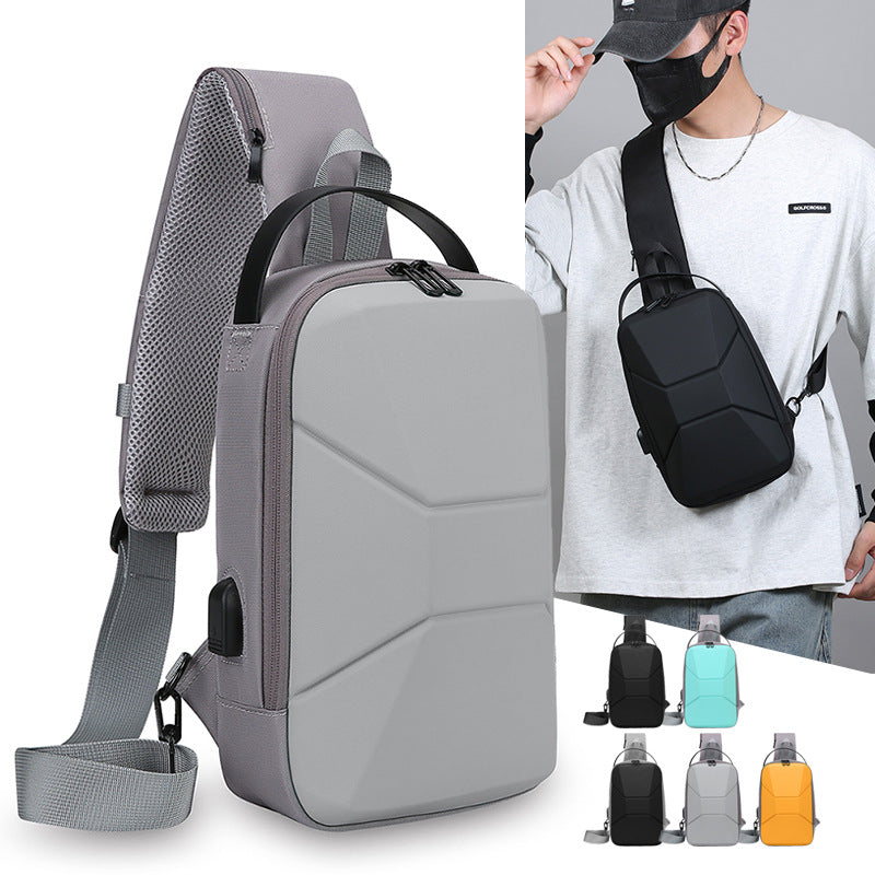 Factory wholesale summer new breast bag messenger bag men's waterproof USB charging shoulder bag light locomotive bag