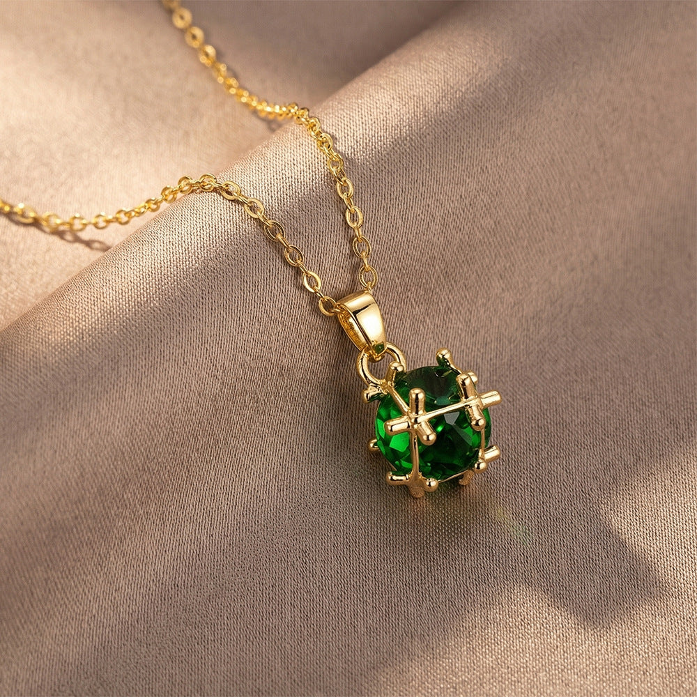 Popular hot-selling zirconium-inlaid classy necklace, accessible luxury, niche women's versatile elegant, simple, non-fading clavicle chain jewelry