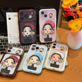 Two-tone, large-window cartoon girl phone case for iphone 18 - vintage hat girl apple 17 protective cover