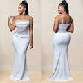 C6989 cross-border   independent station fashionable women's hot diamond mesh dress long skirt new