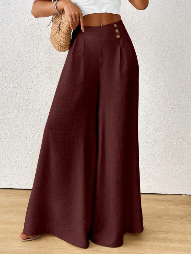 independent station new arrival cross-border fashionelegance mid-waist wide-leg pants pants