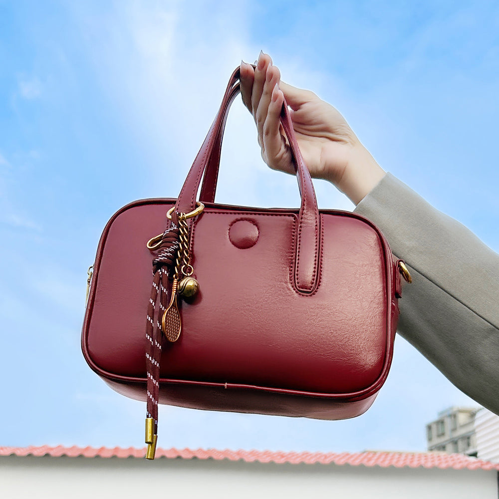 2025 new women's retro chic bowling bag - premium leather trendy handbag, tote, shoulder bag, small square bag