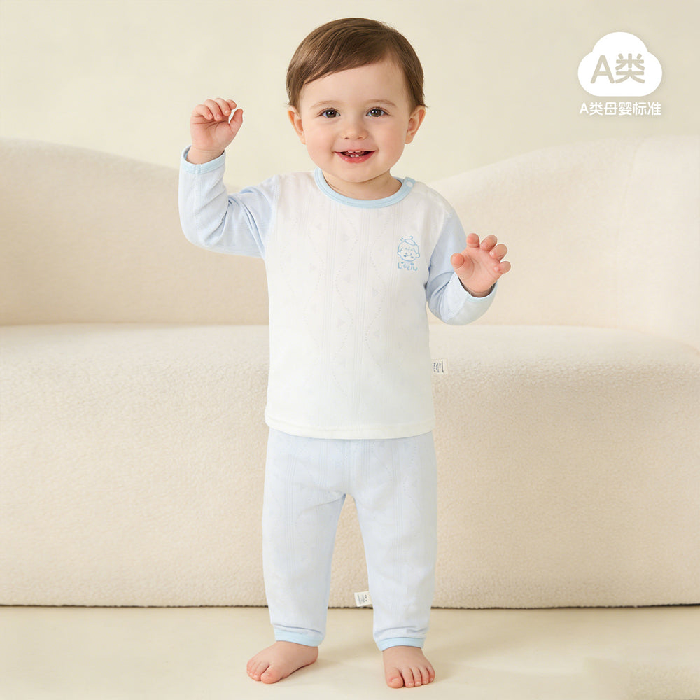 Baby two-piece pajama set - summer long sleeve air conditioning suit - lightweight summer loungewear for babies