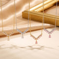 hot-selling fashion zircon-encrusted geometric teardrop necklace, understated luxury, niche jewelry, high-end women's accessory, non-fading clavicle chain