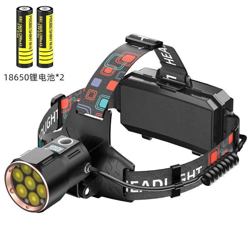 Cross-border LED strong light headlights, wave sensor headlights Type-c charging intelligent digital display highlight night running lighting