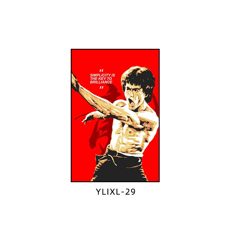 Bruce Lee poster decorative painting martial arts boxing gym taekwondo sanda inspirational gym hanging painting bedroom study mural
