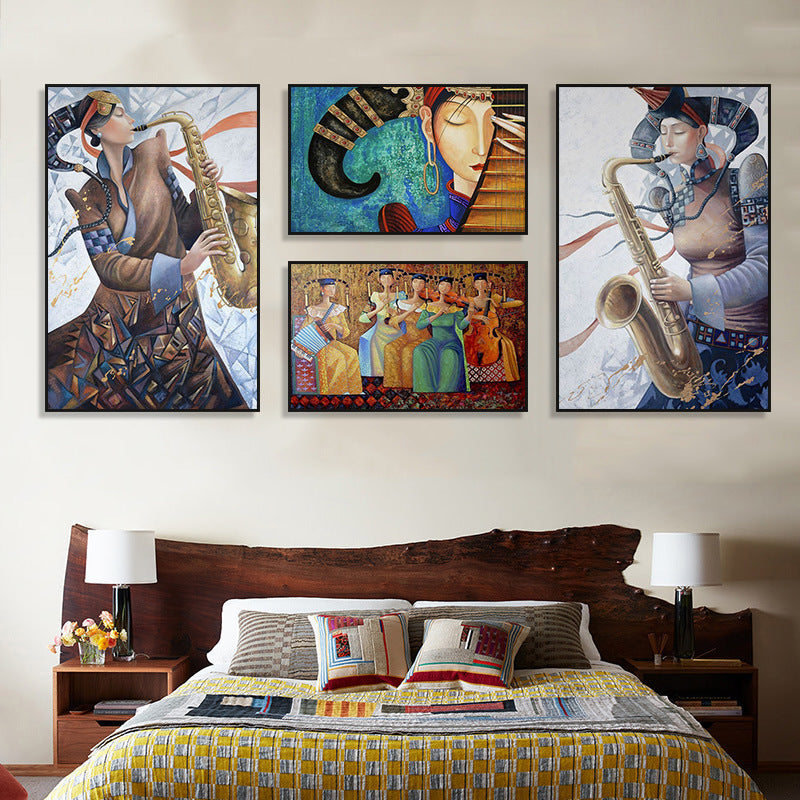 Ethnic minority decorative painting Inner Mongolia element oil painting Yunnan style B & B hotel box hanging painting bedroom living room