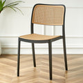 Nordic dining chair, rattan-effect plastic chair, outdoor & home use, stackable, trendy backrest chair, casual computer desk chair