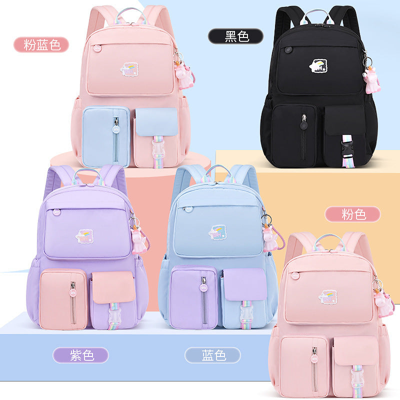 New 2023 primary school schoolbag for girls in grades 1 to 6 Cartoon children's spine care and burden reduction backpack