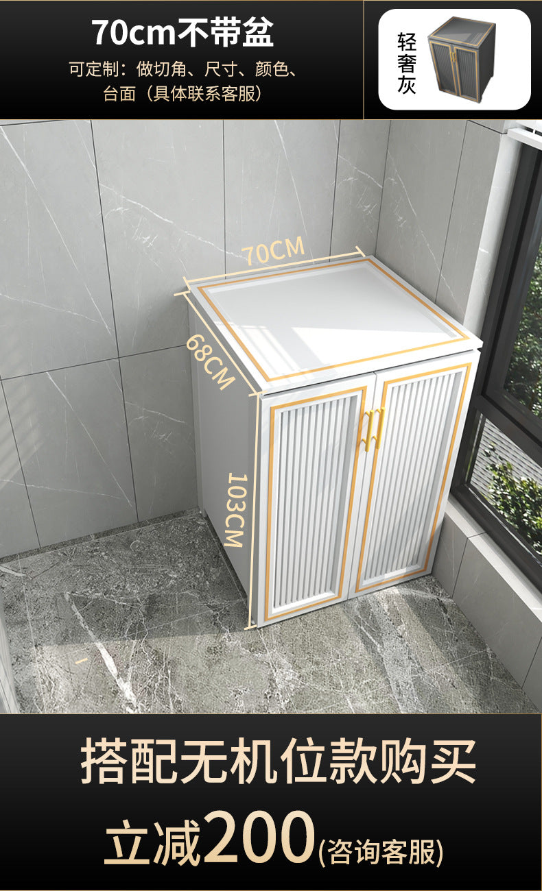 Space Aluminum Balcony Washing Machine Cabinet Combination significant other Pool Slot Integrated Flip Cover Pulsator Hand Washbasin with Rub Board