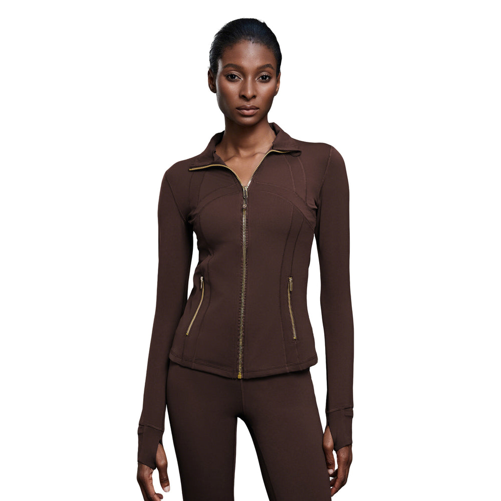 Autumn long-sleeve yoga top - stretchy, slim-fit activewear jacket for women - outdoor cycling, running, and fitness - model d25151