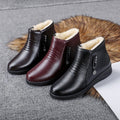 Women's winter comfort boots: soft-soled ankle boots for middle-aged and elderly women, fleece-lined warm flats