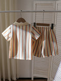 summer new arrival cross-border e-commerce striped textured children's knitted casual pants two-piece set for boys