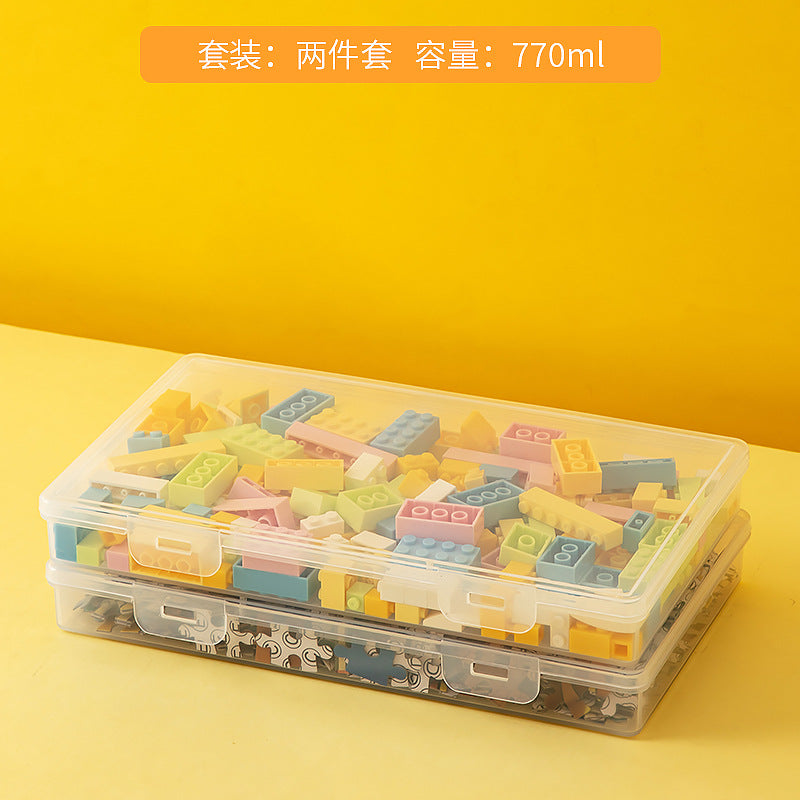 Transparent building block storage box Large capacity drawer Desktop Lego storage box with lid Plastic children's toy storage box