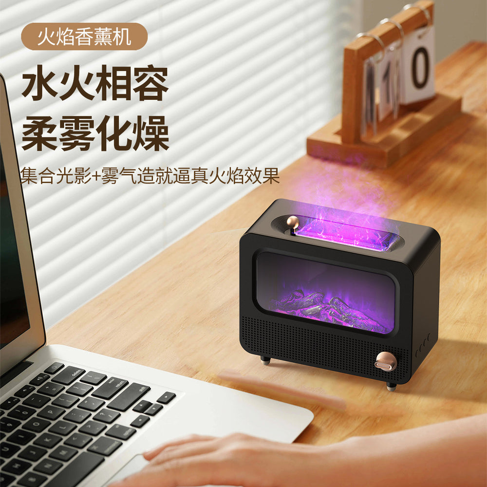 rainbow flame aroma diffuser - home diffuser night light humidifier atomizer with bluetooth speaker