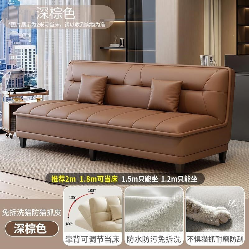 Foldable dual-purpose sofa bed, multi-functional small apartment living room straight-row sofa, rental house economical casual no-wash sofa