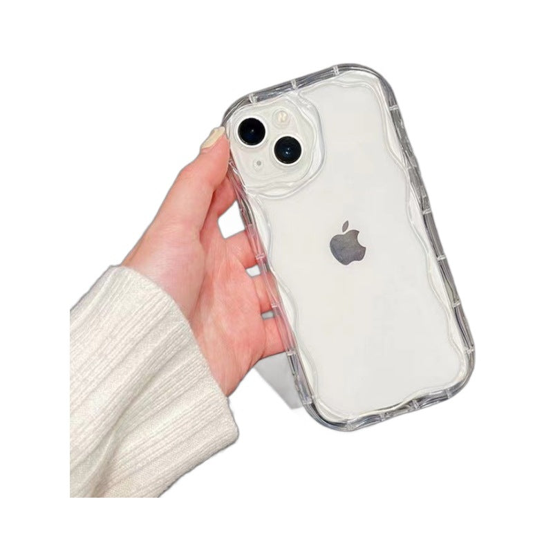 Three-dimensional wavy edge suitable for apple 16pro all-inclusive anti-fall protective case iphonexr pure color simple mobile phone case