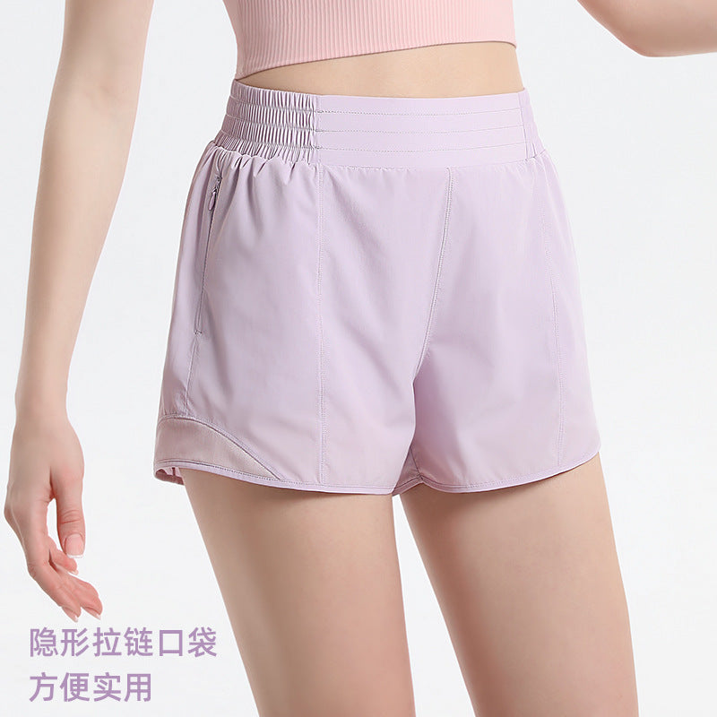 European and american new arrival loose quick-dry athletic shorts women's summer outerwear 3/4 length running cycling double-layer shorts wholesale