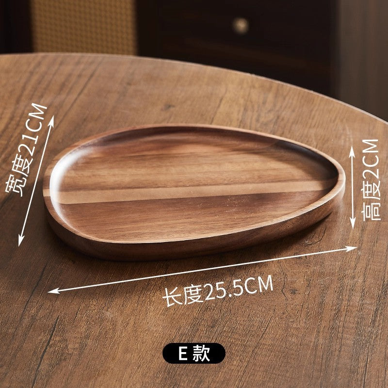 Japanese-style tray, acacia wood serving tray, irregular snack tray, solid wood dessert plate, vintage-inspired storage tray