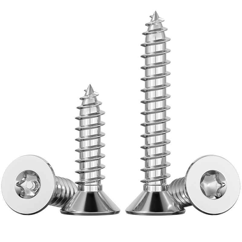 304 stainless steel countersunk head flat head plum blossom with column needle anti-theft self-tapping screw bolt M2M2.6M3M4M5mM6
