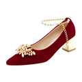 Wedding shoes for women with thick heels 2023fall and winternew arrival bride red non-tiring feet wedding dress high heels shoes xiuhe clothes two wears
