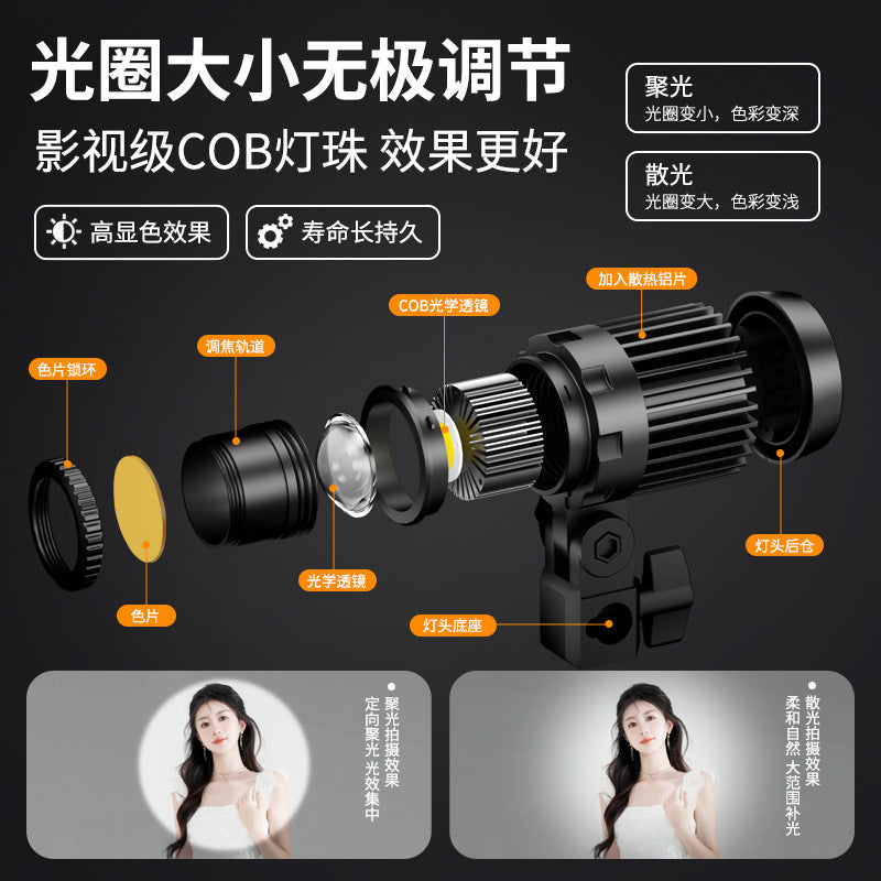 Head hair fill light live streaming host background atmosphere lighting special god girl backlight adjustable focus wheel