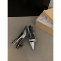Niche style high heels red toe cap sandals fairy shoes 2024new arrival spring summer black french pointed toe flats