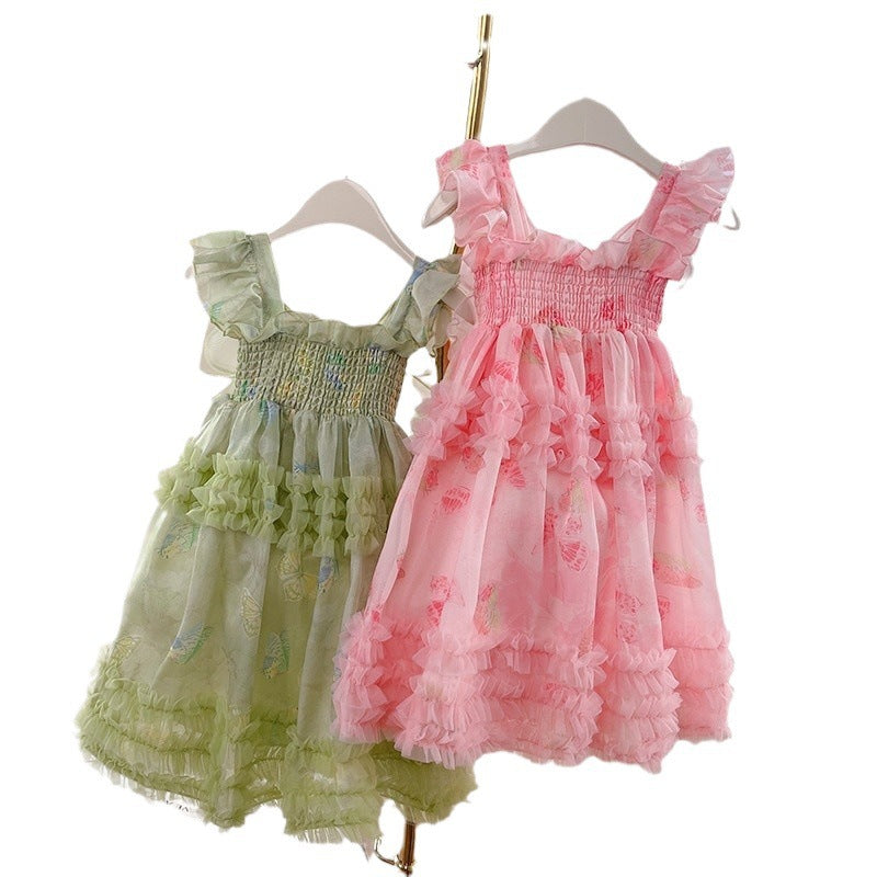 Girls' summer dress - butterfly fairy tutu dress for little girls - mesh princess dress