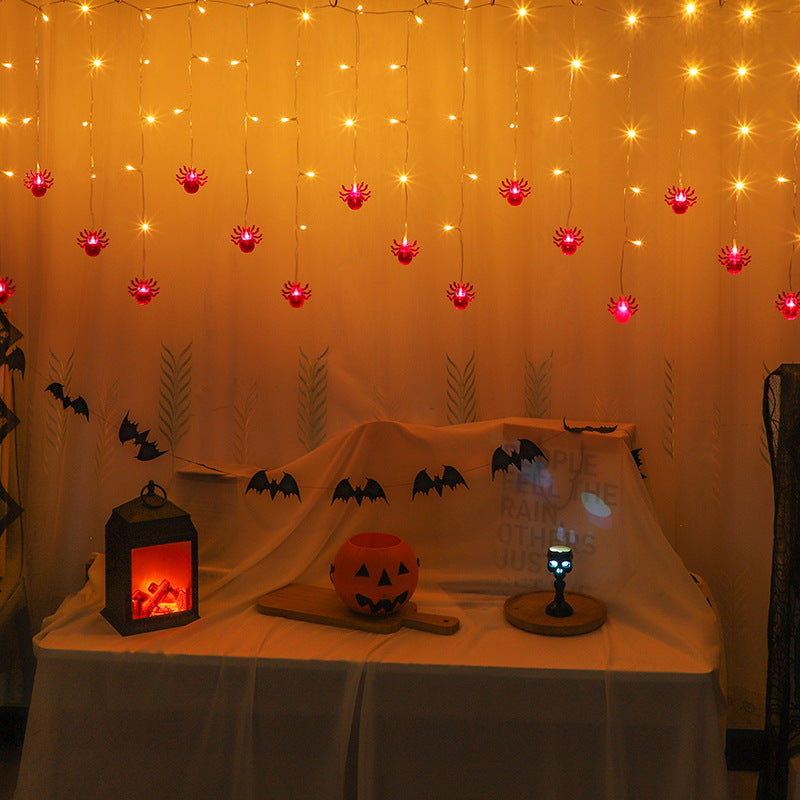 Cross-border new LED Halloween lights string ghost festival party atmosphere decorative lights bat ghost spider lights flashing