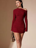 cross-border e-commerce women's party evening dress bodycon red dress elegant  mini dress