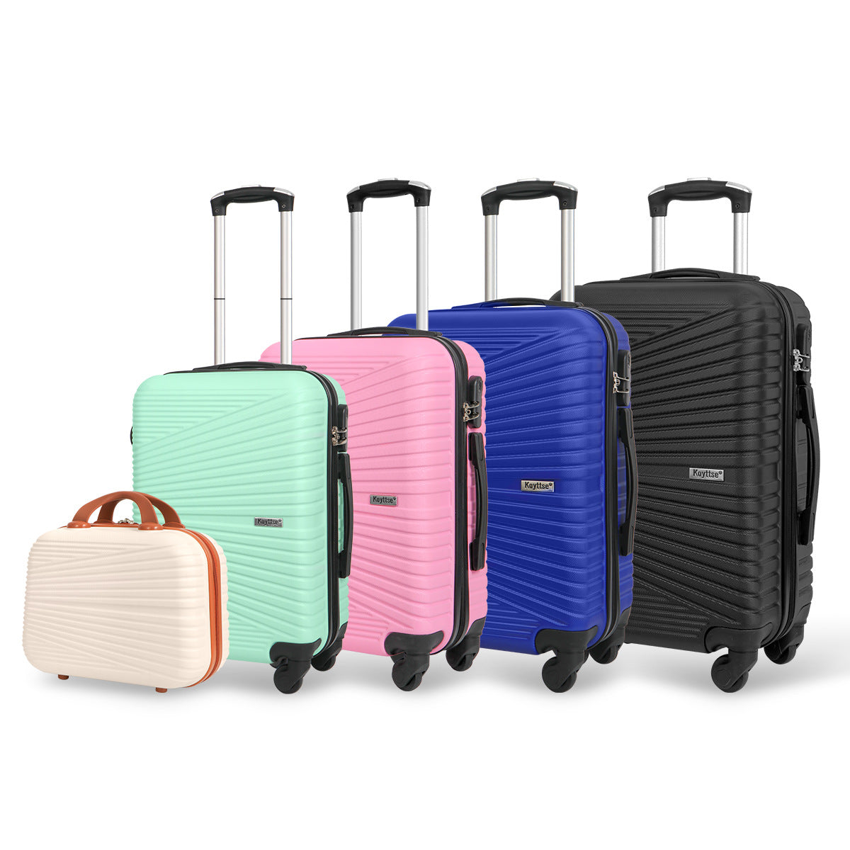 Cross-border explosive high-value suitcase large-capacity universal wheel trolley case ABS five-piece zipper case password box