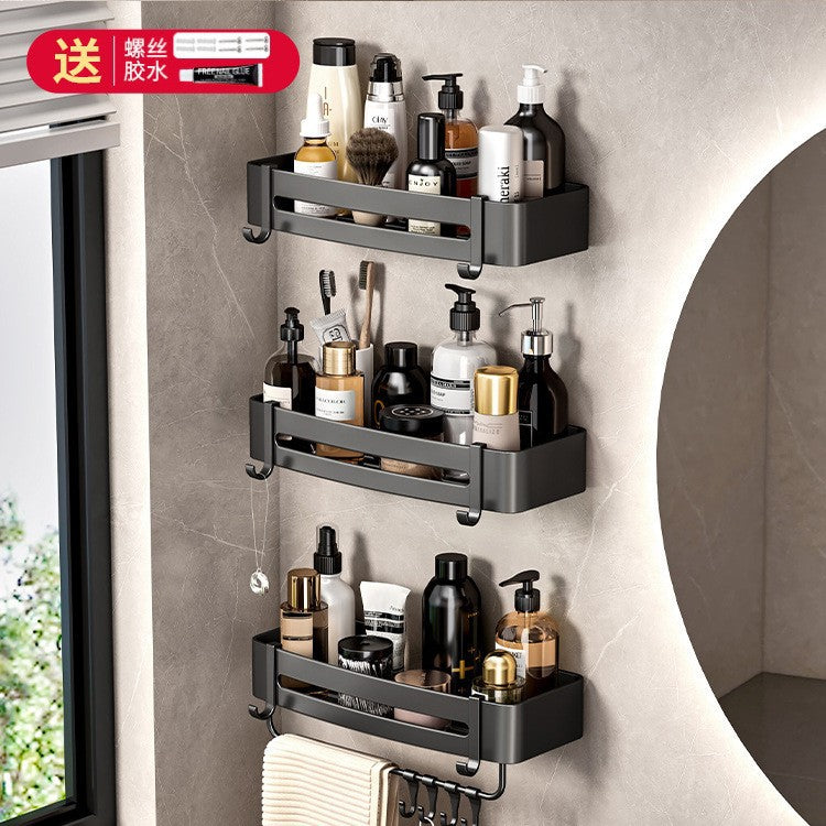 Bathroom black corner shelf, no punching, bathroom, washroom, bathroom, storage rack, tripod, corner storage rack